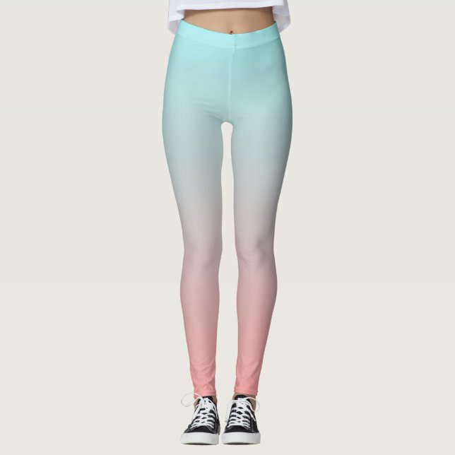 Behagligt Rosa och Blått Ombre Leggings (Framsida)