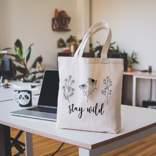 Behåll Blommigten Boho Line Art för Vild Jumbo Tygkasse