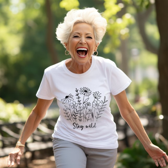 Behåll Blommigten Boho Line Art för Vild T Shirt (Skapare uppladdad)