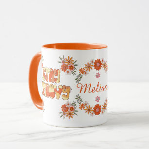 Behåll blommigten Groovy Retro Boho-blommor i dais Mugg