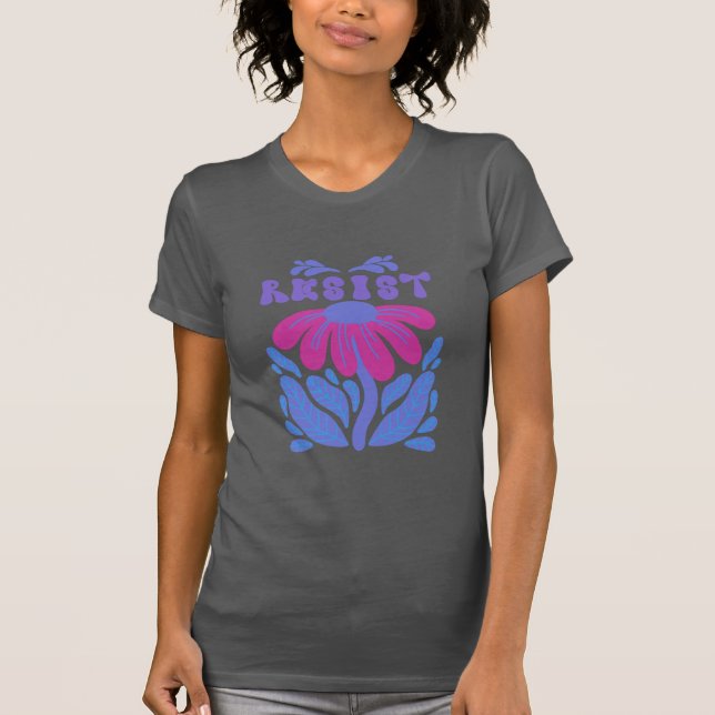 Behåll Blommigtens Lila på Grått T Shirt (Framsida)