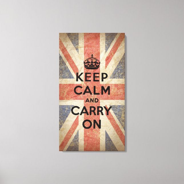 Behåll Calm och fortsätt med UK Flagga Canvastryck (Framsida)
