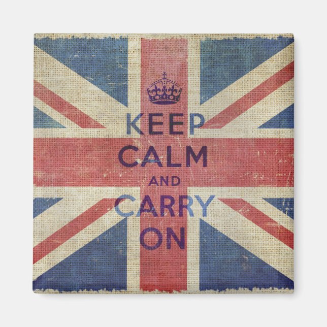 Behåll Calm och fortsätt med UK flagga | Magneter (Framsidan)