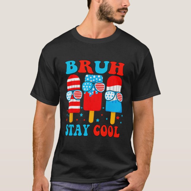 Behåll Coola 4:e juli Popsicle Boys Manar USA flag T Shirt (Framsida)