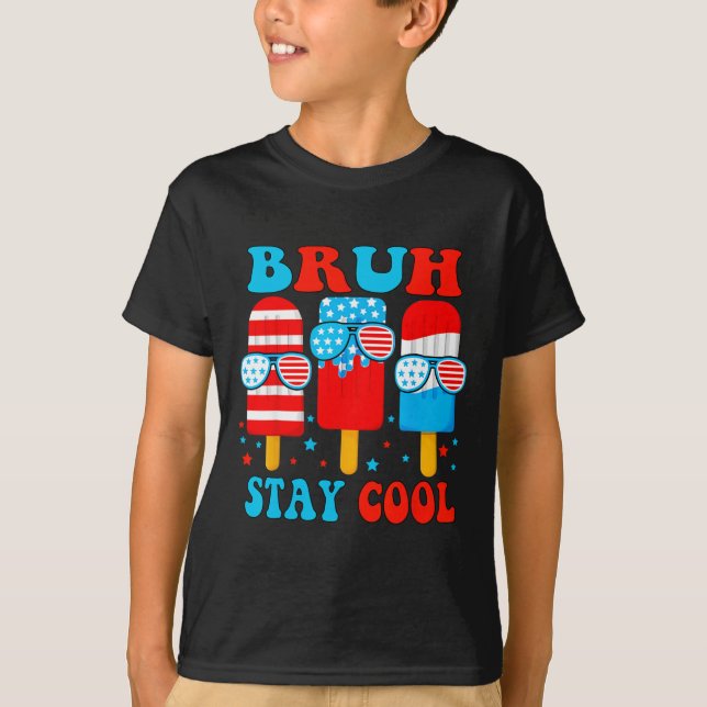 Behåll Coola 4:e juli Popsicle Boys Manar USA flag T Shirt (Framsida)
