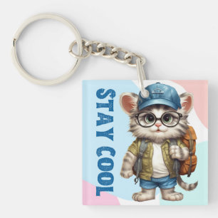 Behåll Coola Cat Wearing Glass Cap Back to school
