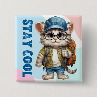 Behåll Coola Cat Wearing Glass Cap Back to school Knapp