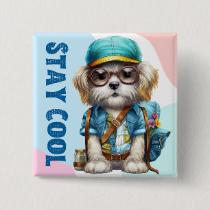 Behåll Coola Hund med glasögon Cap Back to school Knapp