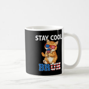 Behåll Coola Kat Popsicle Älskare American Flagga  Kaffemugg