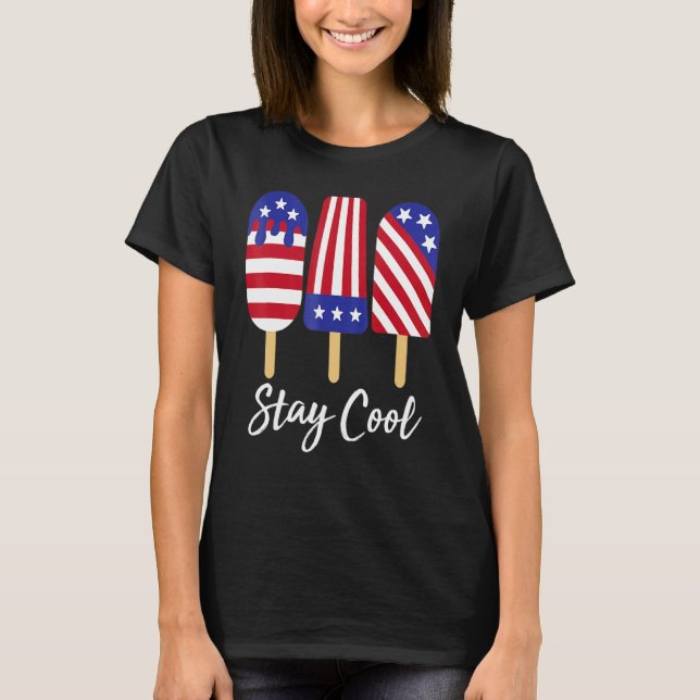 Behåll Coola Rocket Pop Red White & Blue Popsicle  T Shirt (Framsida)