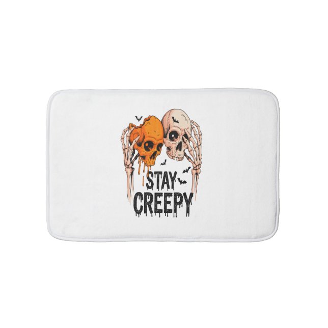 Behåll Creepy PNG, Retro Skull Halloween Badrumsmatta (Framsidan)