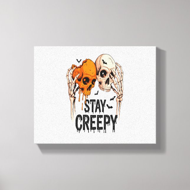 Behåll Creepy PNG, Retro Skull Halloween Canvastryck (Framsida)