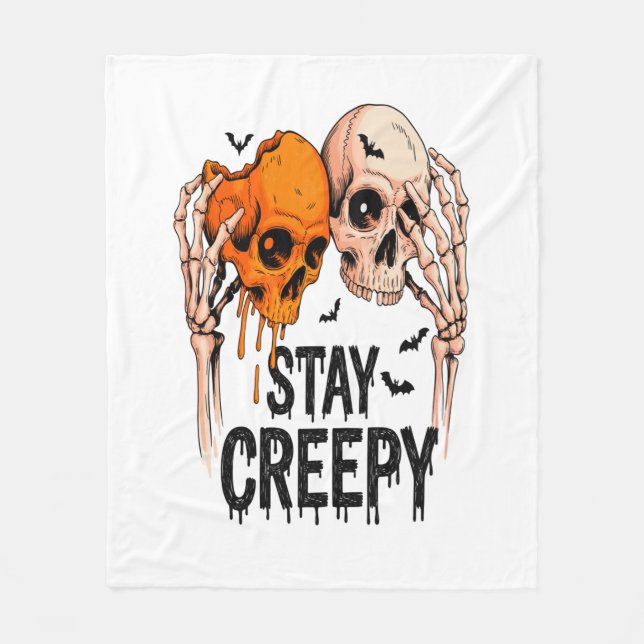 Behåll Creepy PNG, Retro Skull Halloween Fleecefilt (Framsidan)