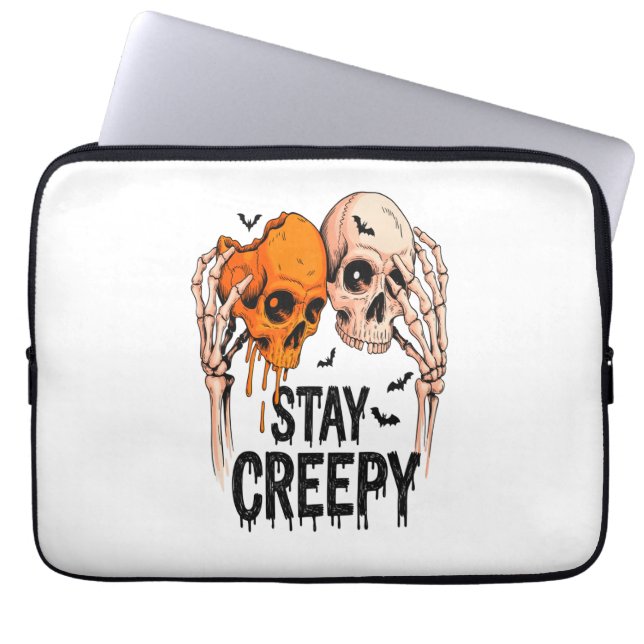 Behåll Creepy PNG, Retro Skull Halloween Laptop Fodral (Framsidan)