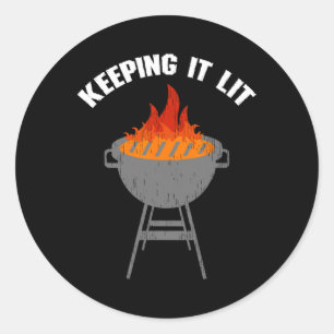 Behåll den Lit Lit Lit Lit Lit Lny Bbq Grilling Runt Klistermärke