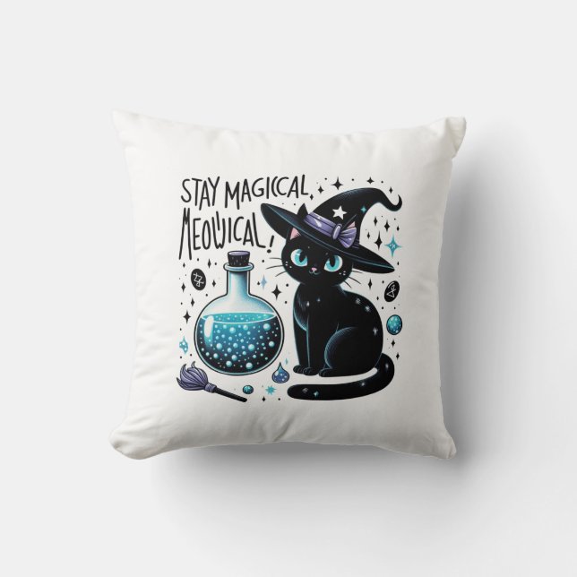 Behåll den magiska, gyllene, svarta katten kudde (Framsida)