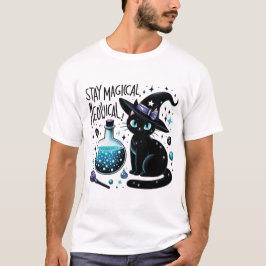 Behåll den magiska, gyllene, svarta katten t shirt