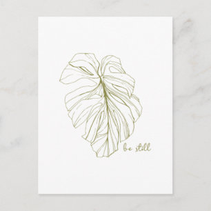 Behåll fortfarande minimalt Zen Monstera Line Art  Vykort