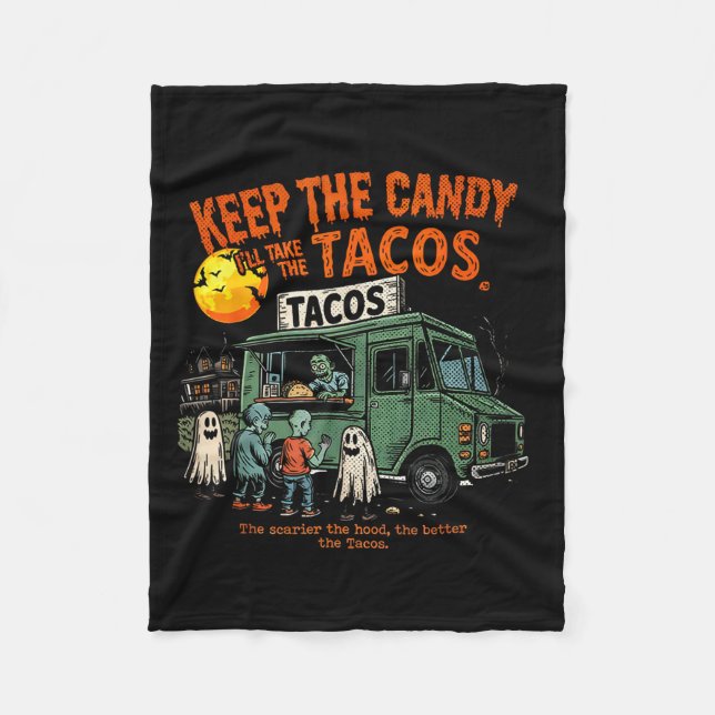 Behåll Godiset, Jag Tar Tacos - Halloween Taco Fleecefilt (Framsidan)