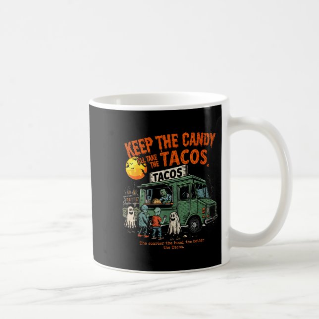 Behåll Godiset, Jag Tar Tacos - Halloween Taco Kaffemugg (Höger)