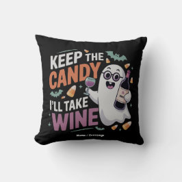 Behåll godiset, jag tar vinet Rolig Halloween Kudde