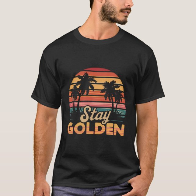 Behåll Golden Retro Stil design T Shirt (Framsida)