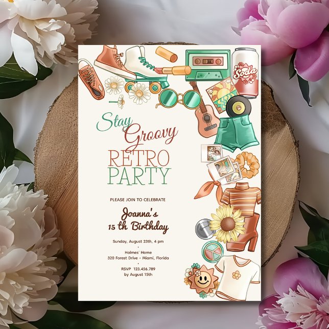 Behåll groovy-födelsedagsfest inbjudningar (Skapare uppladdad)