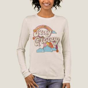 Behåll Groovy Retro Rainbow Flowers Typography T Shirt