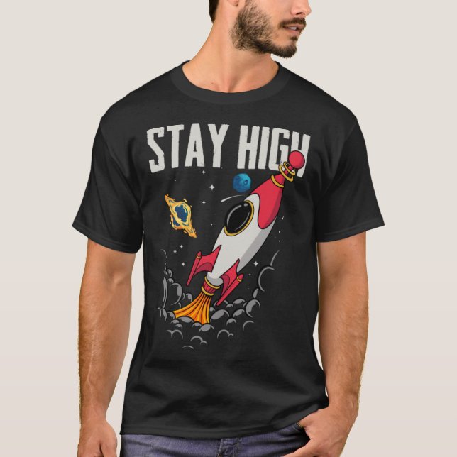 Behåll högrymd raketrymd, astronaut Space E T Shirt (Framsida)