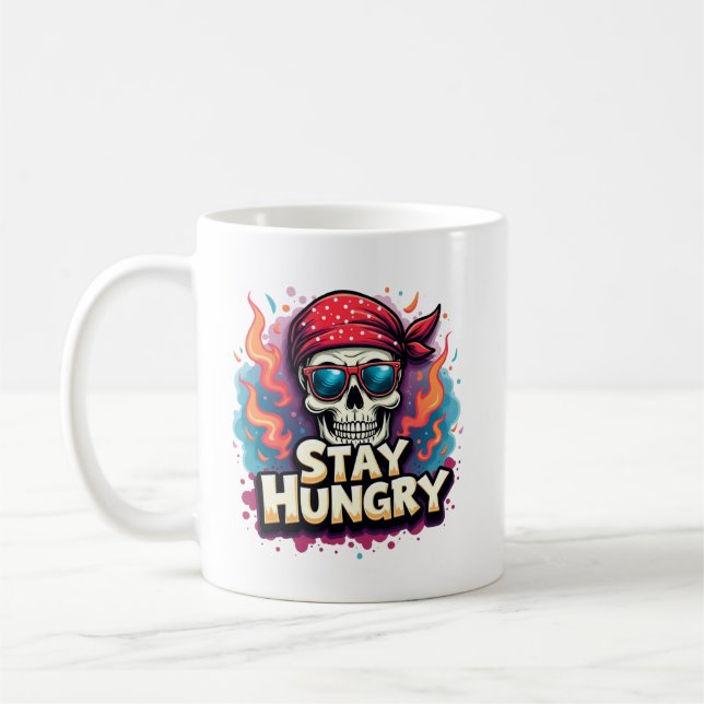 Behåll Hungrig Skull Bandana Hustler Graphic Tee Kaffemugg (Vänster)