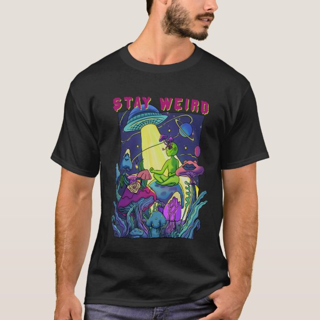 Behåll Konstig Psychedelic UFO T Shirt (Framsida)