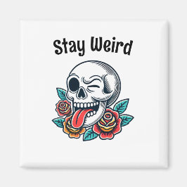 Behåll Konstigen Retro Skull Magnet