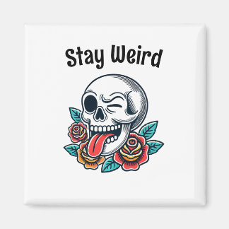 Behåll Konstigen Retro Skull Magnet