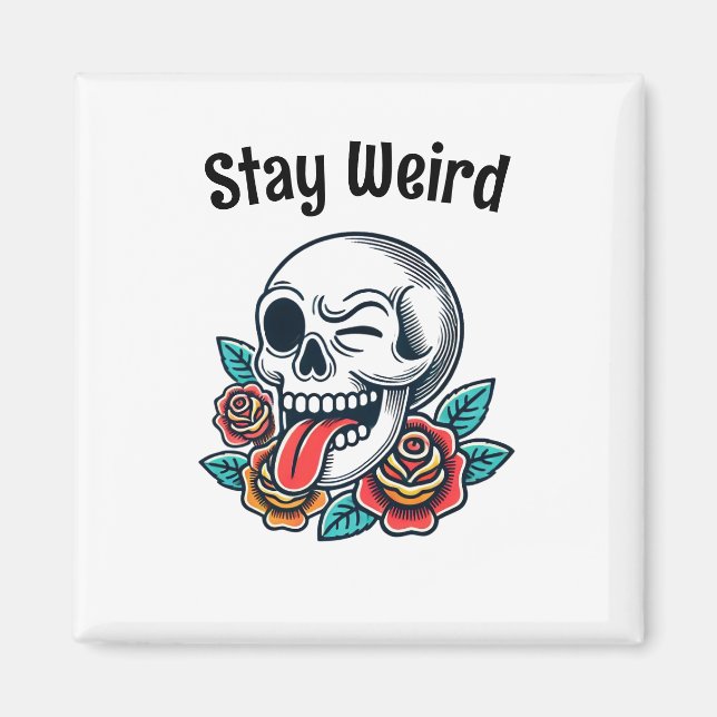 Behåll Konstigen Retro Skull Magnet (Framsidan)