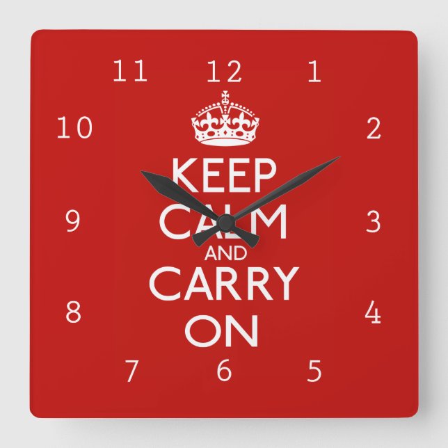 Behåll lugn och fortsätt fyrkantig klocka (Framsida)
