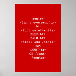 Behåll lugn och fortsätt med html (oavsett färg) poster