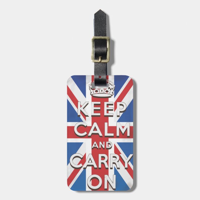 Behåll lugn och fortsätt på brittisk Flagga Bagagebricka (Vertikal Framsida)