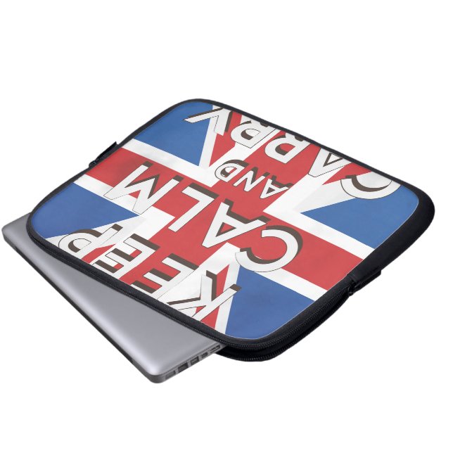 Behåll lugn och fortsätt på brittisk Flagga Laptop Sleeve (Framre botten)