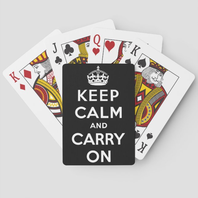 Behåll lugn och fortsätt (svart design) casinokort (Baksidan)