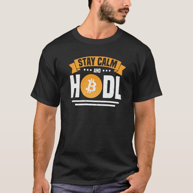 Behåll Lugn och kryptovaluta för kryptografiet Btc T Shirt (Framsida)