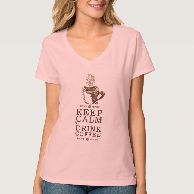 Behåll lugnet drick kaffe t-shirt (Framsida)