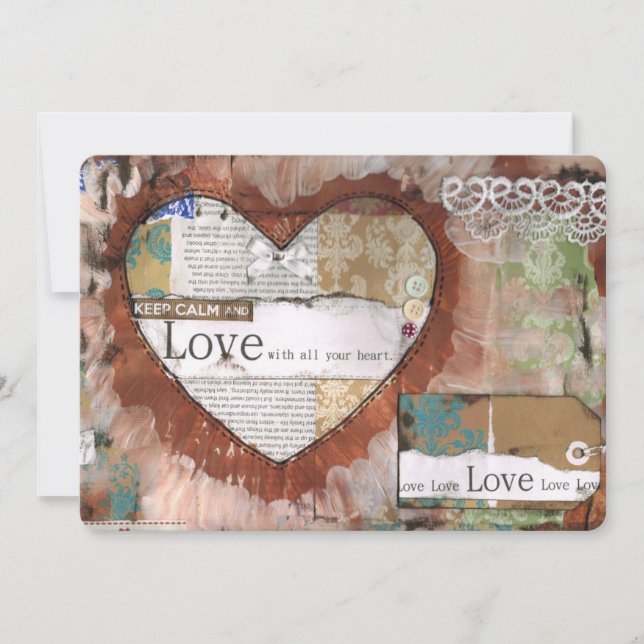 Behåll lugnet och älska, Kort, Inbjudan, hjärta, s (Framsida)