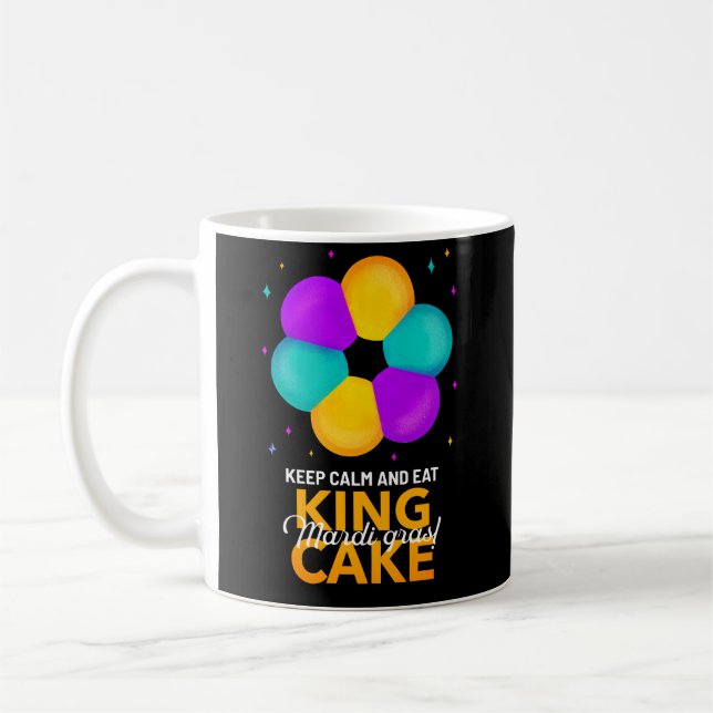 Behåll lugnet och ät King Cake Mardi Gras-mugg Kaffemugg (Vänster)