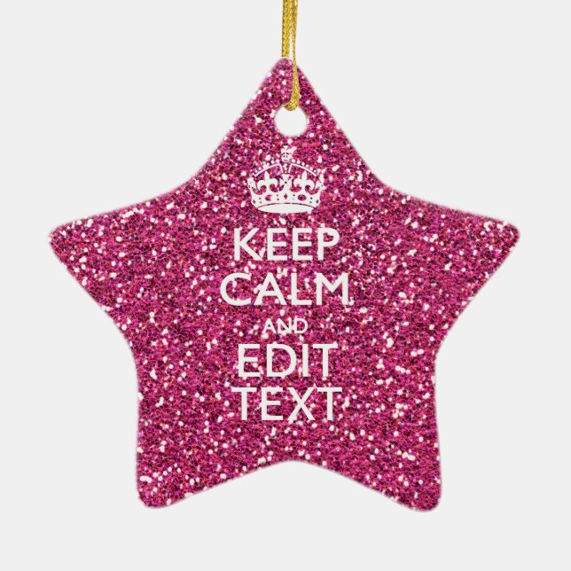 Behåll lugnet och ha din text på rosa ros julgransprydnad keramik (Baksidan)