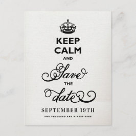 Behåll lugnet och spara datum Vit canvas Rolig Meddelande Vykort