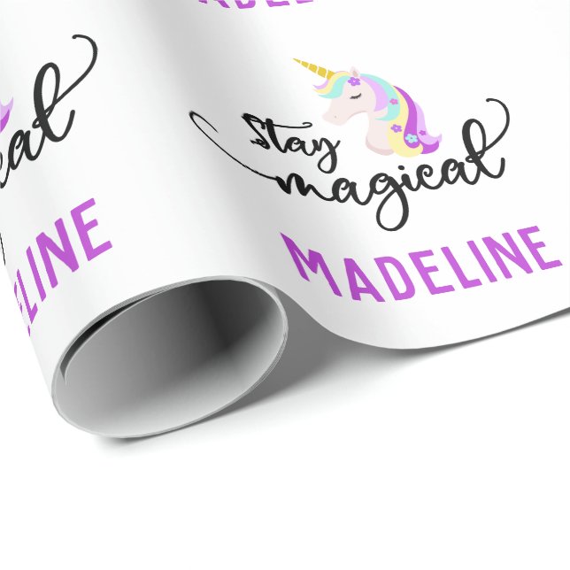 Behåll magiska | Unicorn Wrapping Papper Presentpapper (Rullad Hörn)