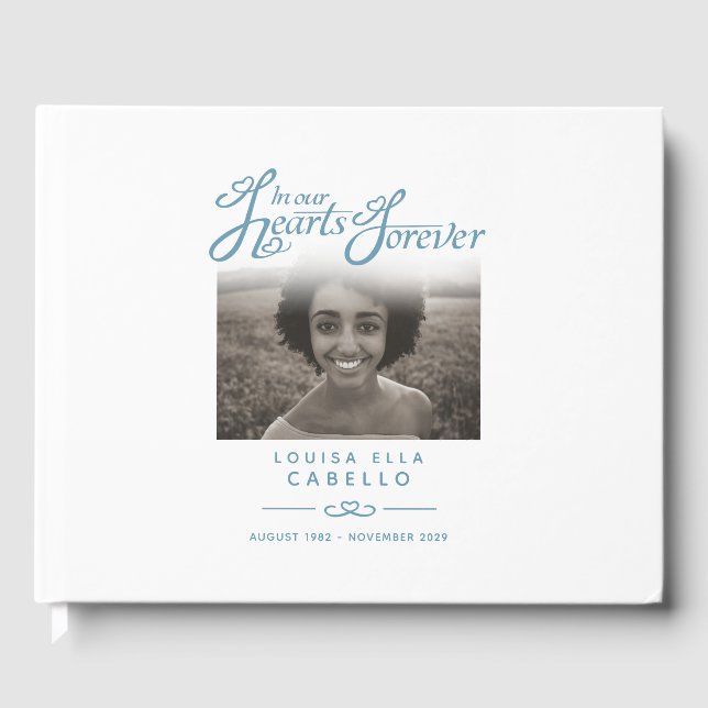 Behåll minnesmärket bok i våra hjärtan, vit blått (Framsida)