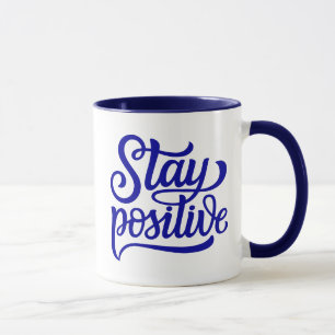 Behåll positiv blått mugg