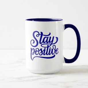 Behåll positiv blått mugg