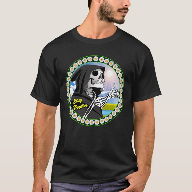 Behåll positiv Lycklig-rabatt T Shirt (Framsida)